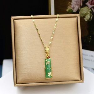 18k Gold Plated Jade Natural Gem Stone Necklace